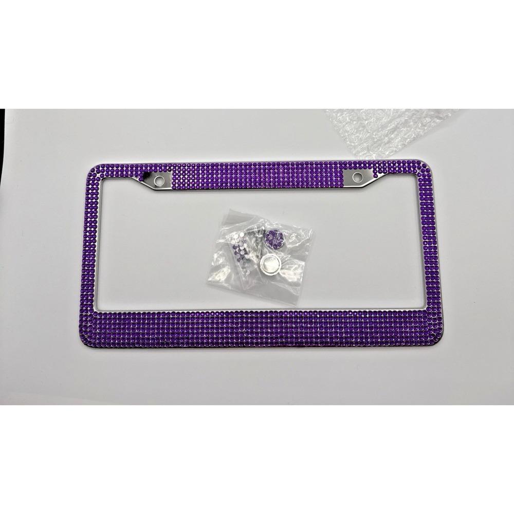 Purple Bling License‎ Plate Frame 12 inches car tag cover